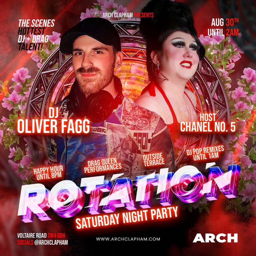 rotation saturday at arch clapham 300825